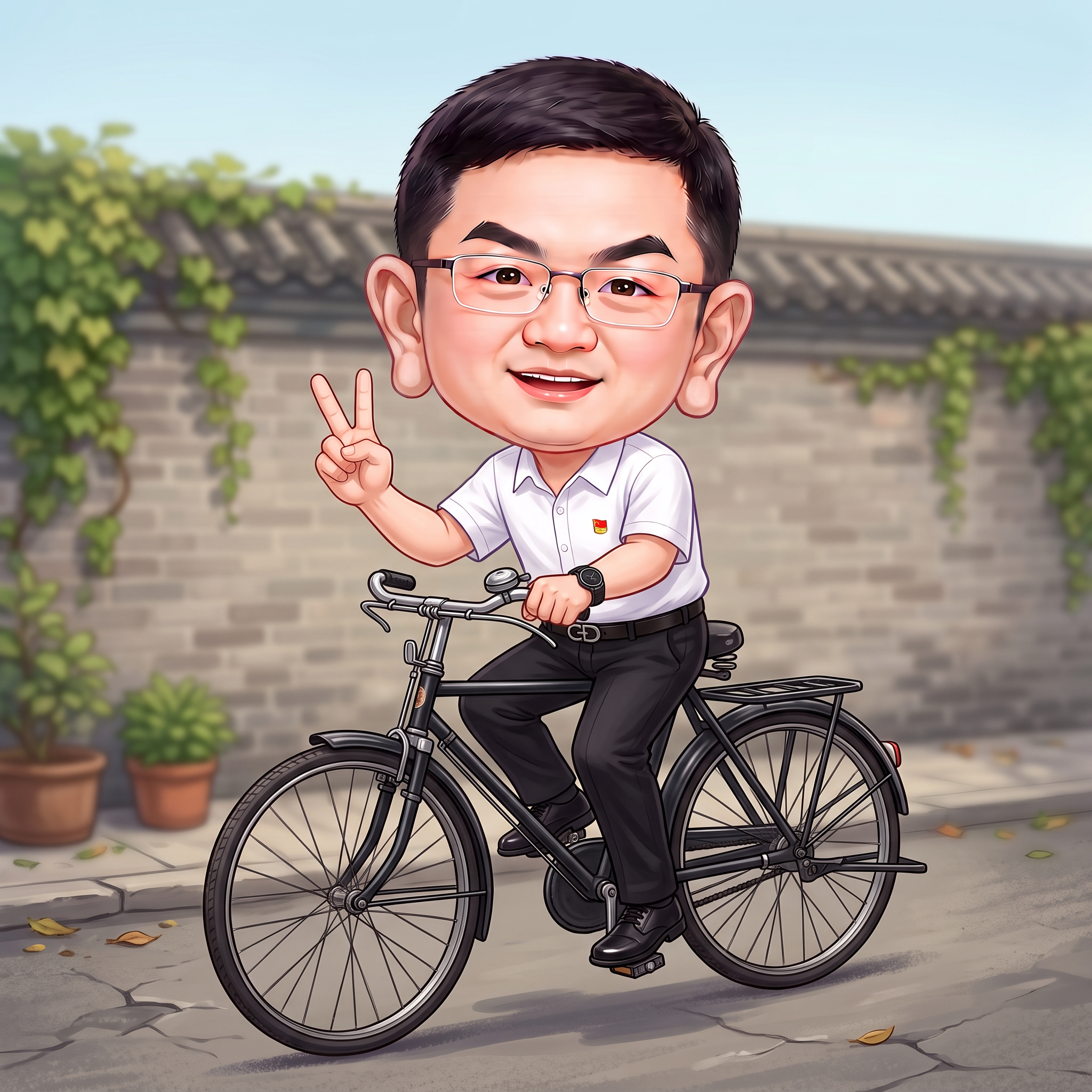 保持人物形象和服装不变，骑一辆28杠自行车 - 图片创意预览