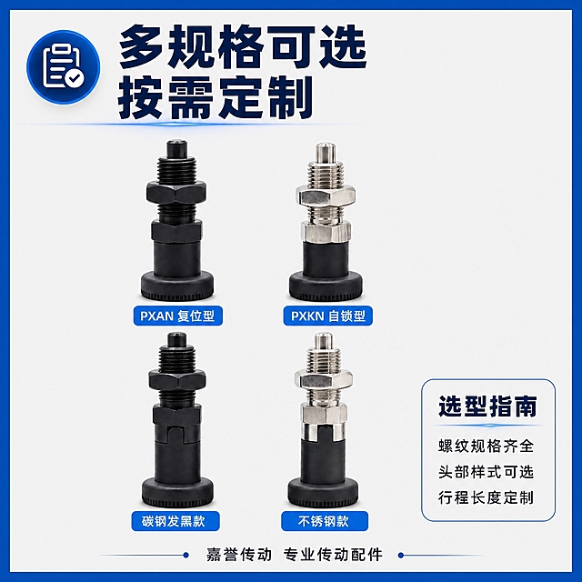 将这张图片的背景修改为浅灰色（接近白色的浅灰，如#F5F5F5），四周添加一圈深蓝色边框（边框宽度约为画面宽度的3%，颜色为深蓝色#0056B3）。保持4款产品、所有文字、图标、选型指南卡片和排版完全不变。产品和文字的位置、大小、颜色都保持原样。整体风格为专业工业风，浅灰色背景干净清爽，深蓝色边框醒目。1:1正方形比例。