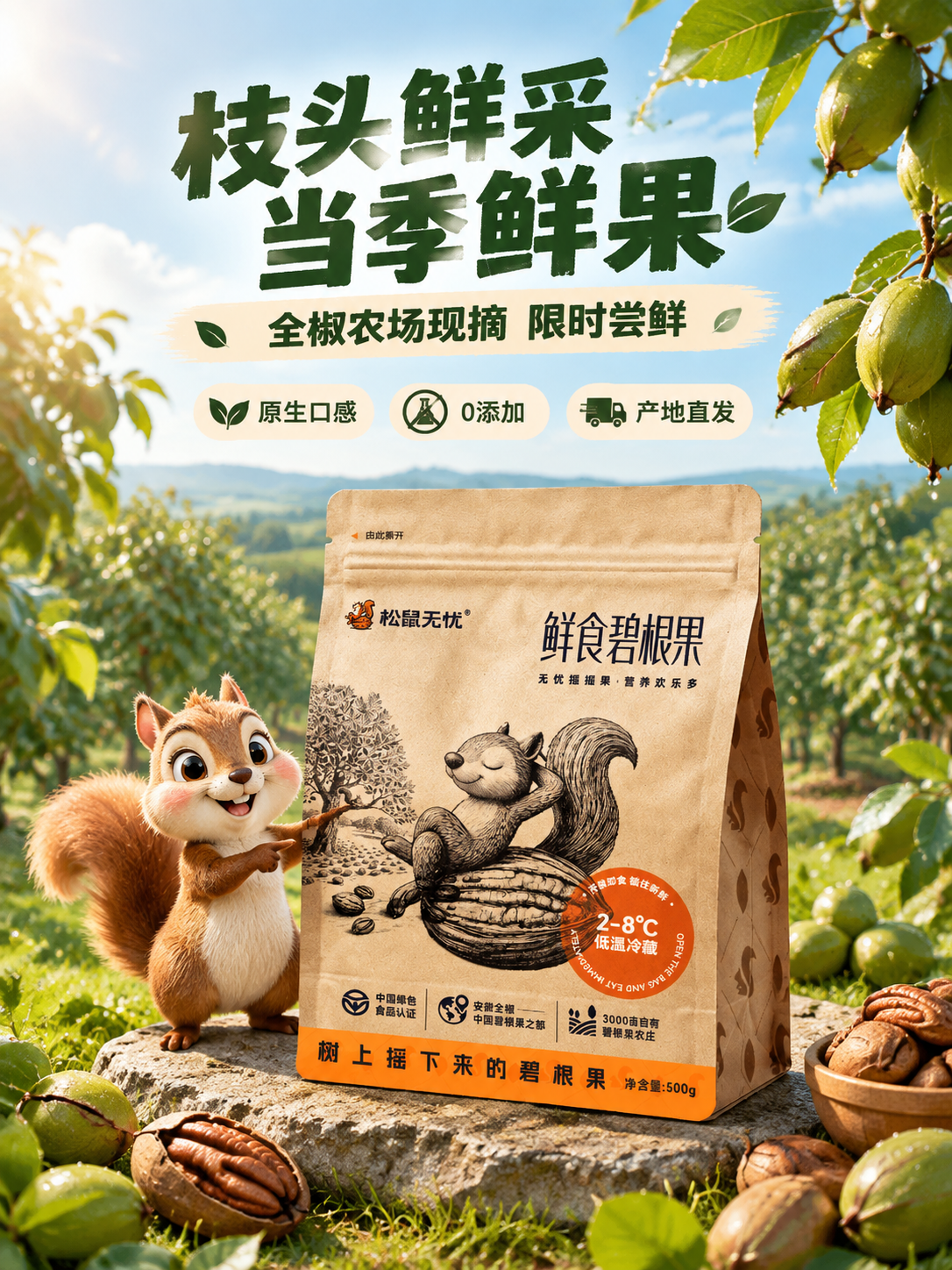 [商品] 使用【图3】【图4】松鼠无忧鲜食碧根果500g牛皮纸… - 图片创意预览