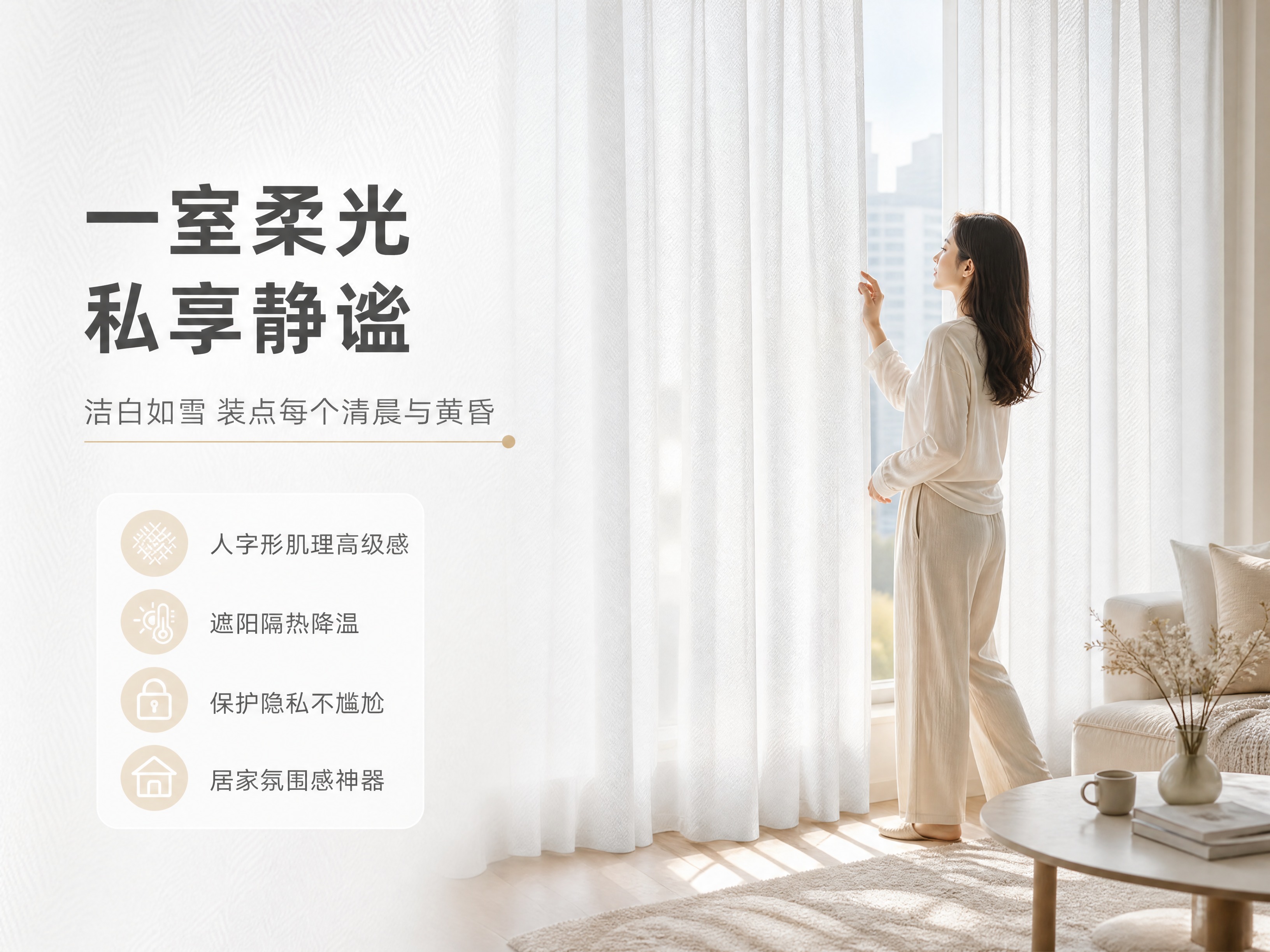 [商品] 使用【图1】白色幻影纱帘；商品处理：保留人字形编织纹… - 图片创意预览