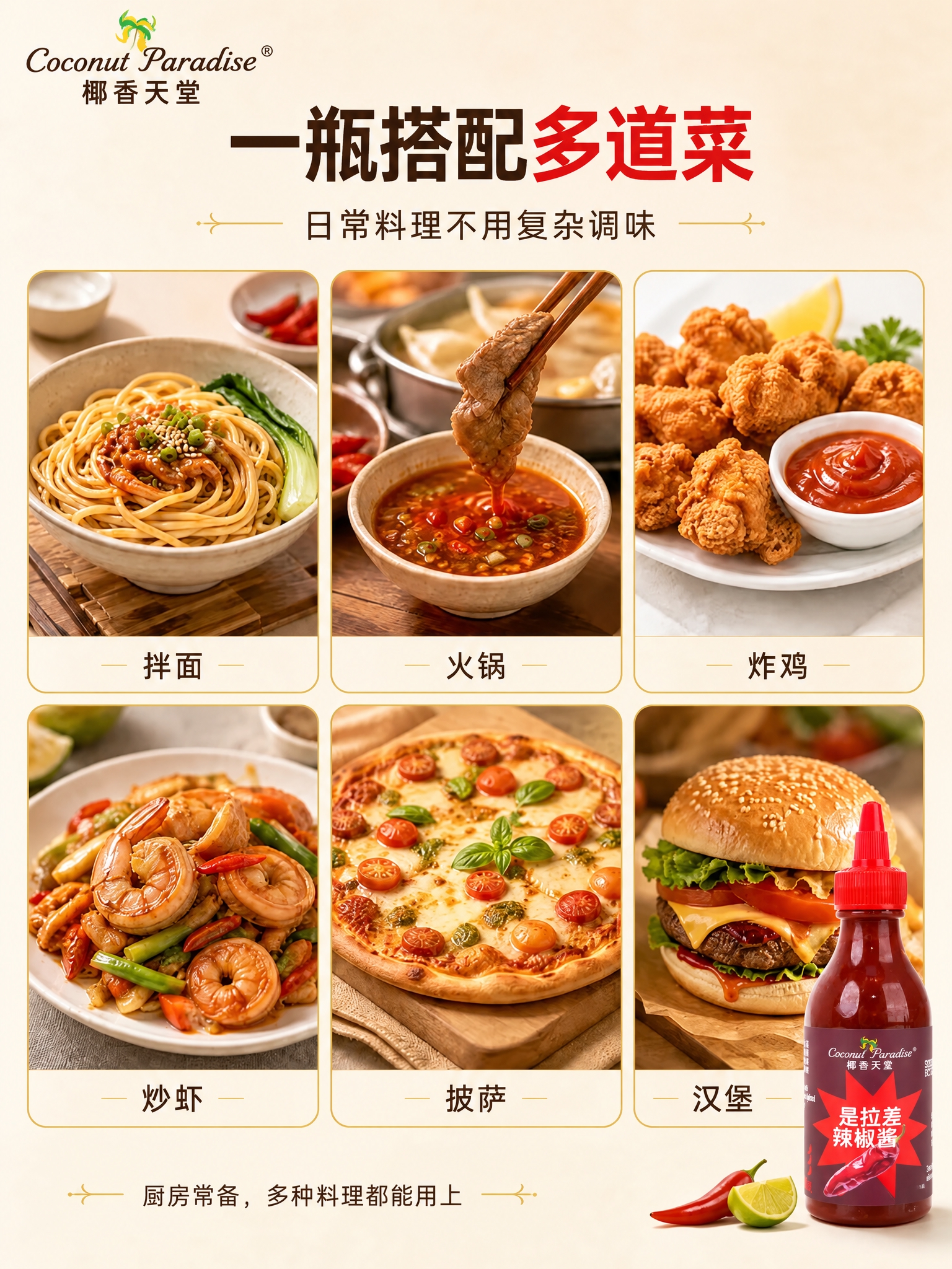 将图右下角的辣椒酱瓶身标签替换为参考图中的标签样式，保持瓶身形… - 图片创意预览