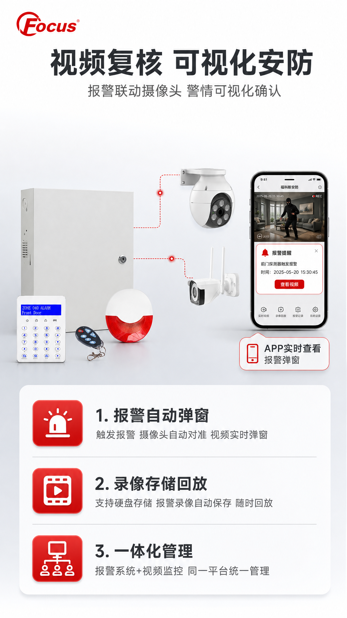 [商品] 使用【图1】福科斯APP视频复核报警主机套装，重点展… - 图片创意预览