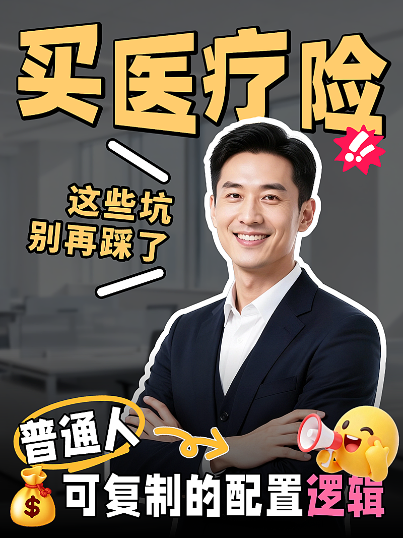 医疗险避坑吸睛大字风小红书封面图