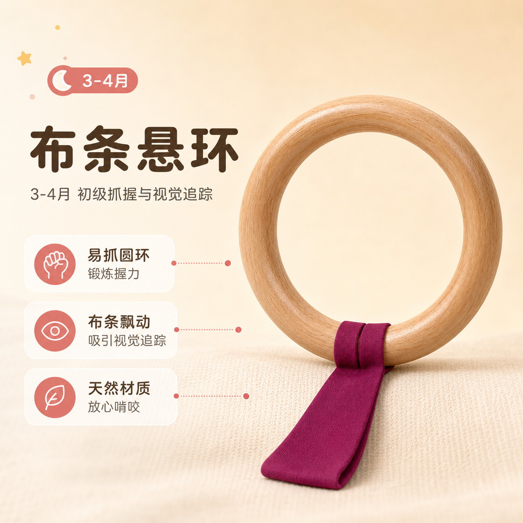 [商品] 使用【图3】布条悬环玩具；保留木质圆环的形状、榉木纹… - 图片创意预览