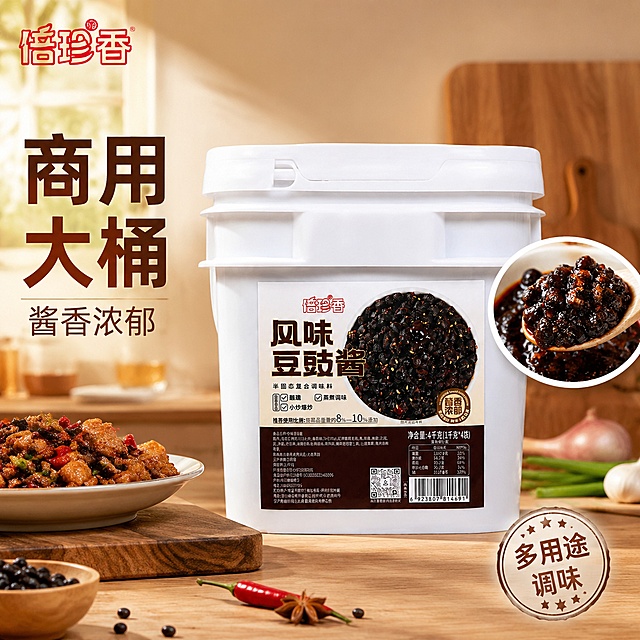 使用电商主图技能生成5张比例1:1的电商主图，适配平台为拼多多，商品为「图片1」，商品卖点为商用大桶装，酱香浓郁，不写价格，不写旗舰店，不使用极限词