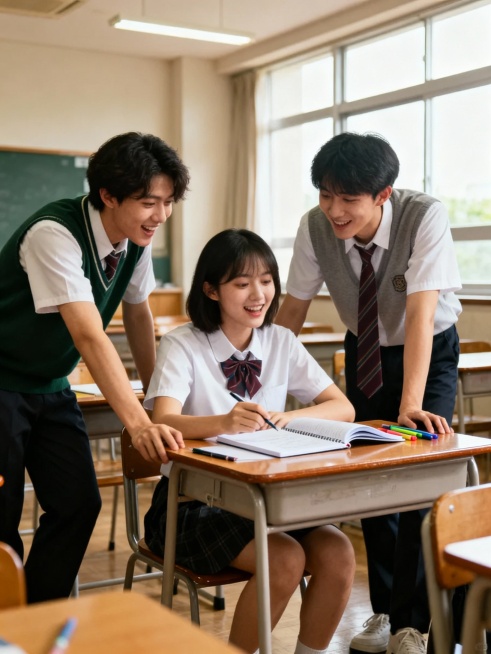 生成一张学生在讨论问题的照片，比例3:4预览效果