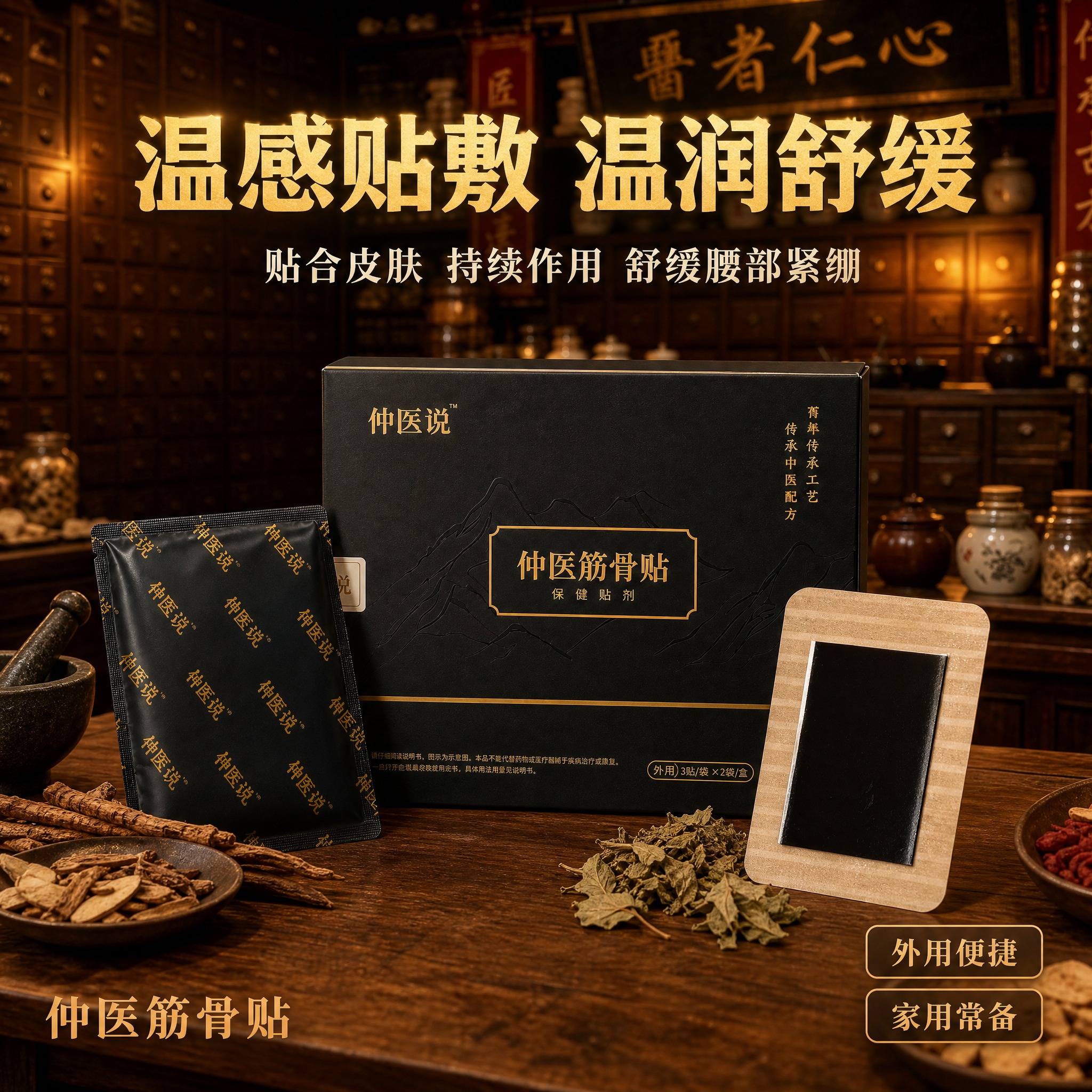 [主图-4] 温感贴敷体验场景图，使用用户提供的中药铺场景作为… - 图片创意预览