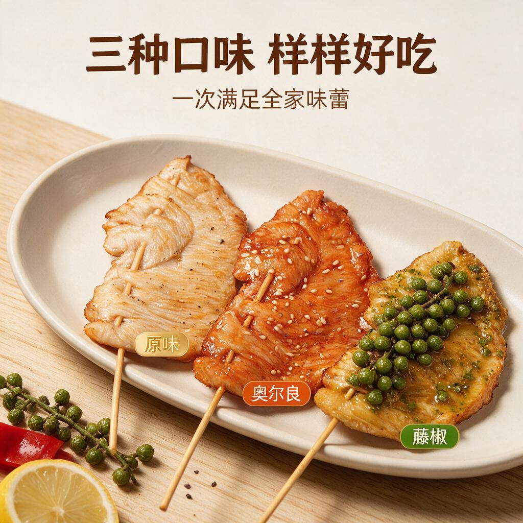 [主图-3] 三种口味展示 奥尔良 原味 藤椒 全家福口味图… - 图片创意预览