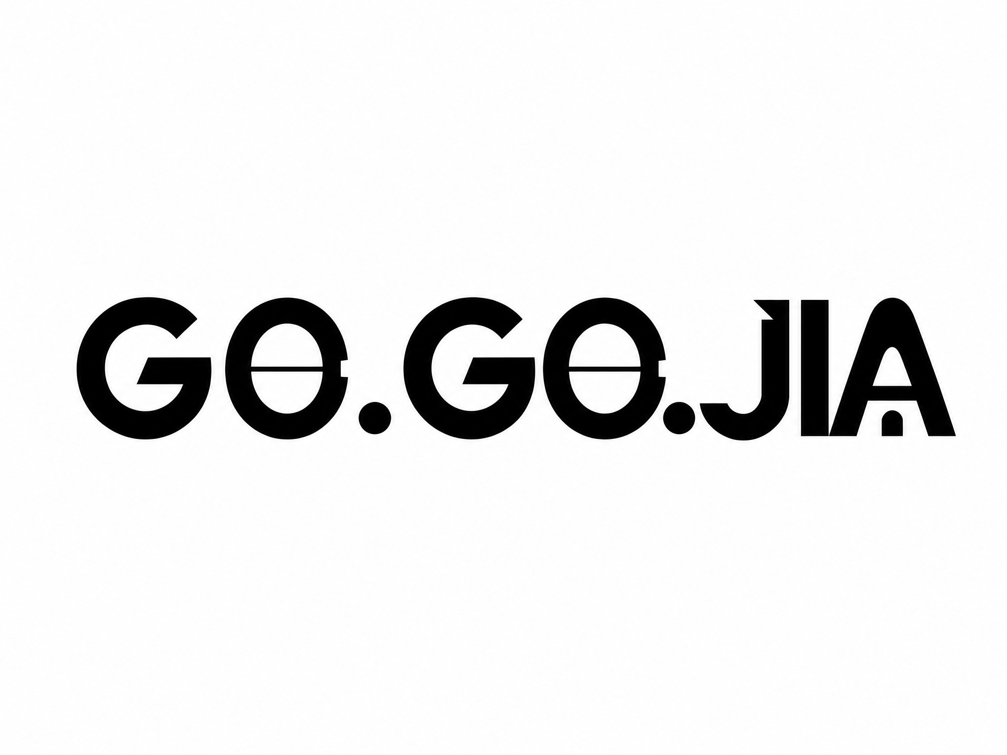 干净的纯白色背景。平面logo设计，"G0.G0.JIA"文字… - 图片创意预览