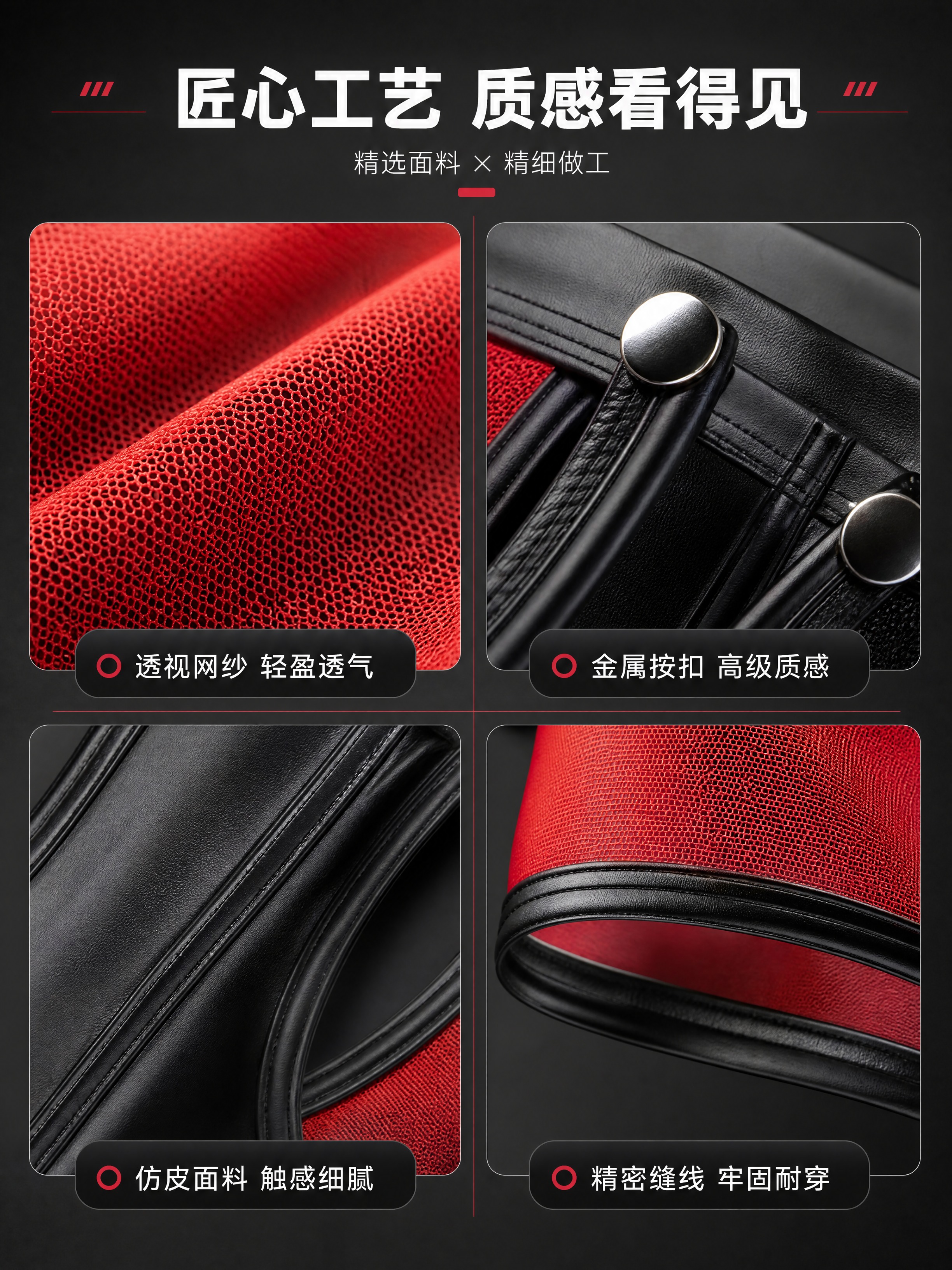 [商品] 使用【图1】男士红黑拼色网纱平角内裤；商品处理：保留… - 图片创意预览