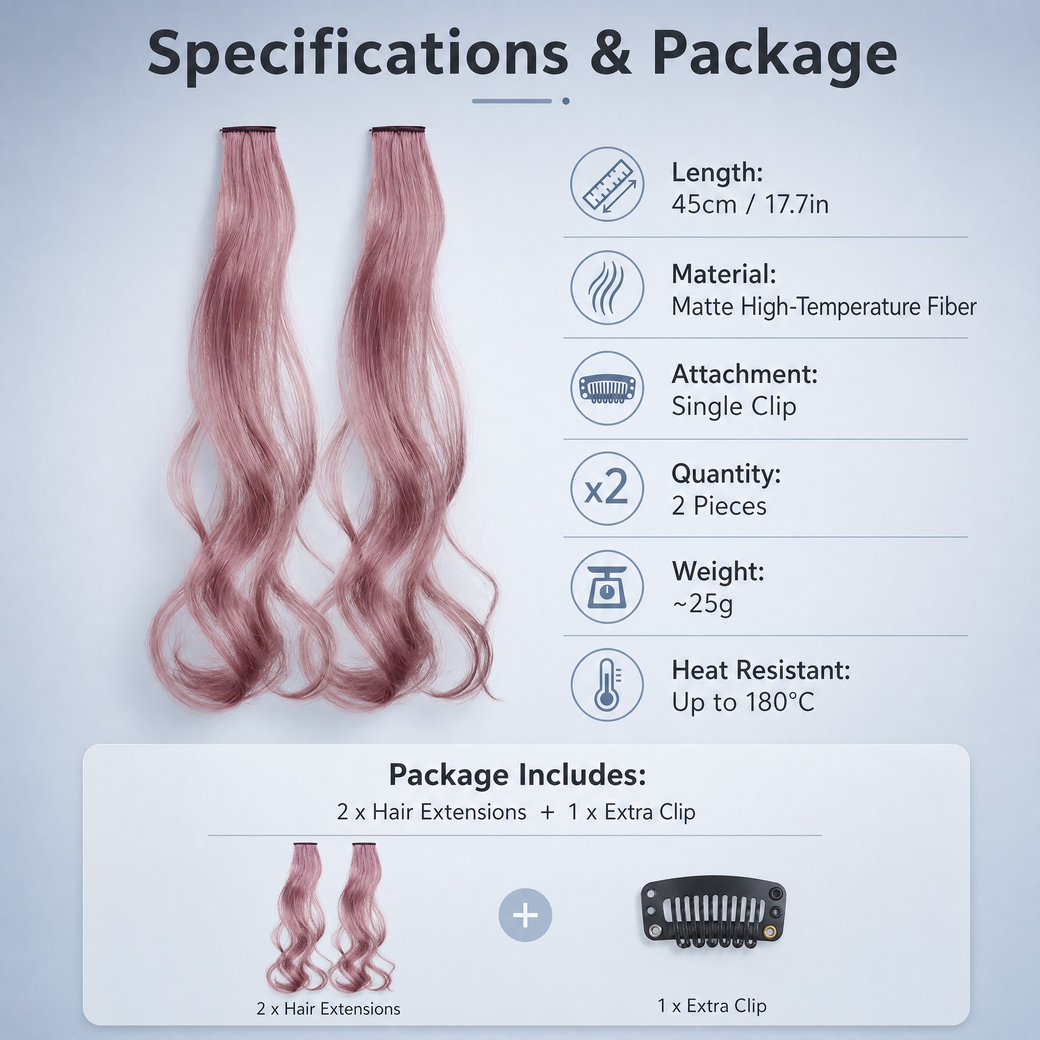 [主图-7] 彩色挂耳染卷发片 尺寸参数与包装清单展示图。 [… - 图片创意预览