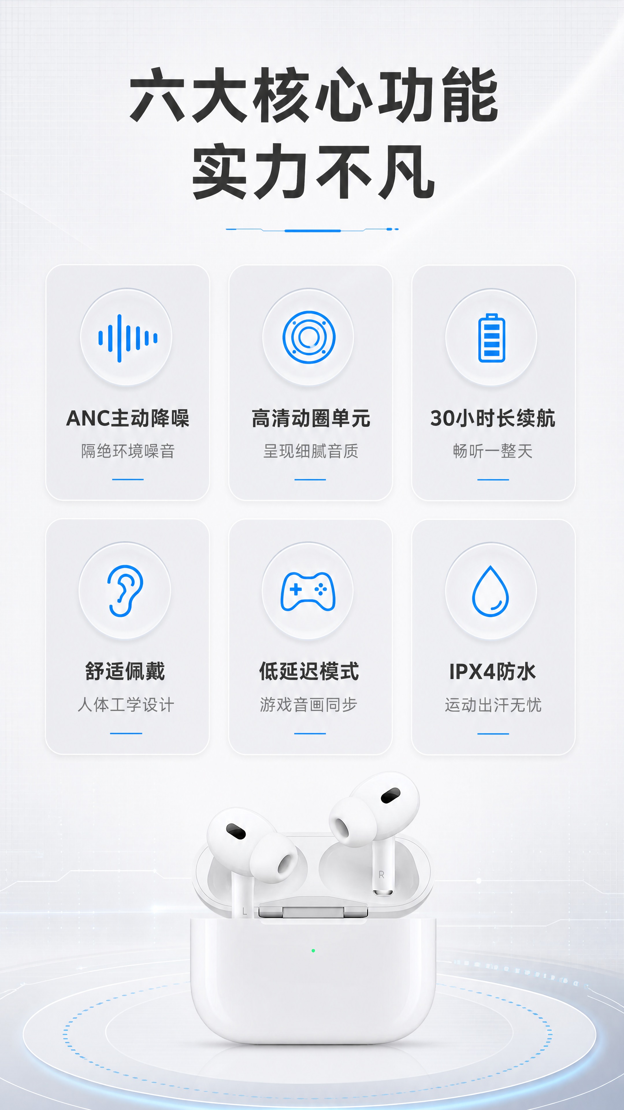 [商品] 使用【图1】白色真无线蓝牙耳机及充电仓；产品缩小放置… - 图片创意预览