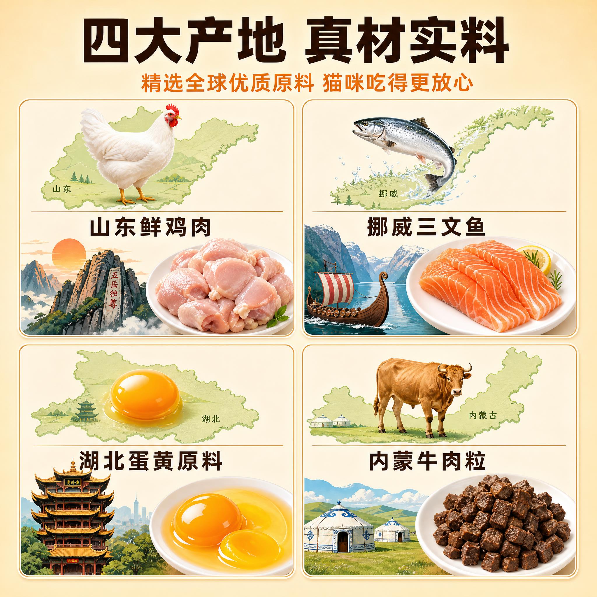 [单张主图] 猫粮配料产地信息主图，爆款促销感路线，核心任务是… - 图片创意预览