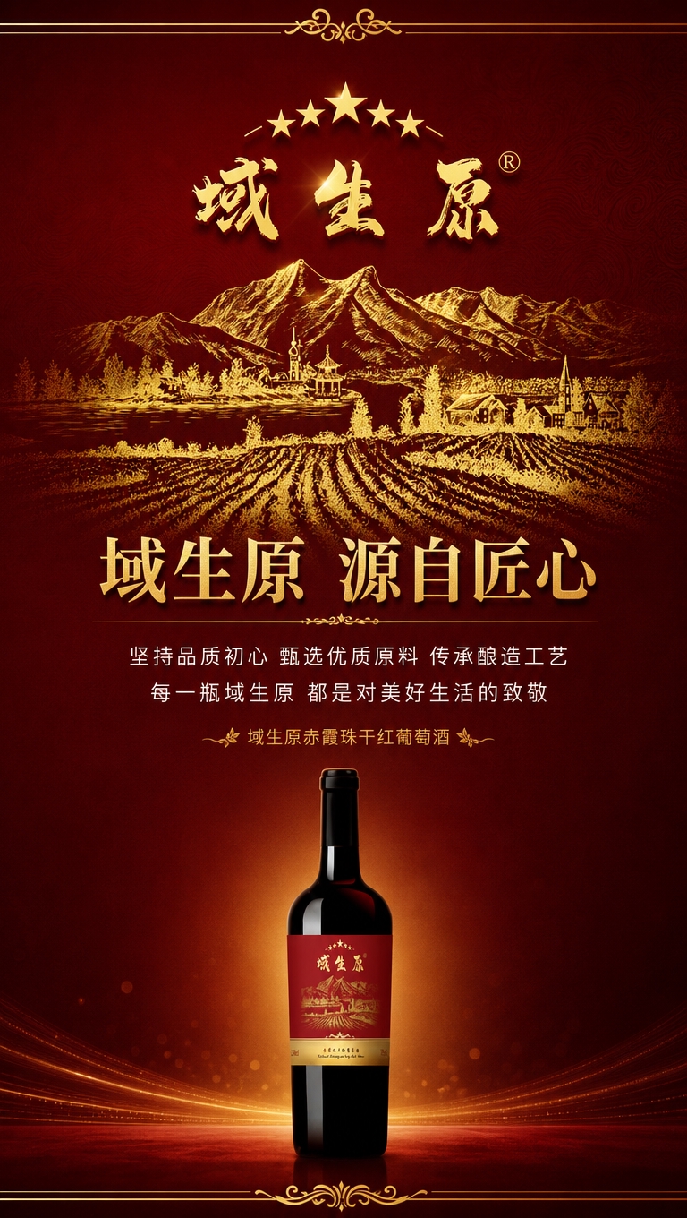 [商品] 使用【图2】域生原品牌山水金色图案与【图1】红酒瓶图… - 图片创意预览