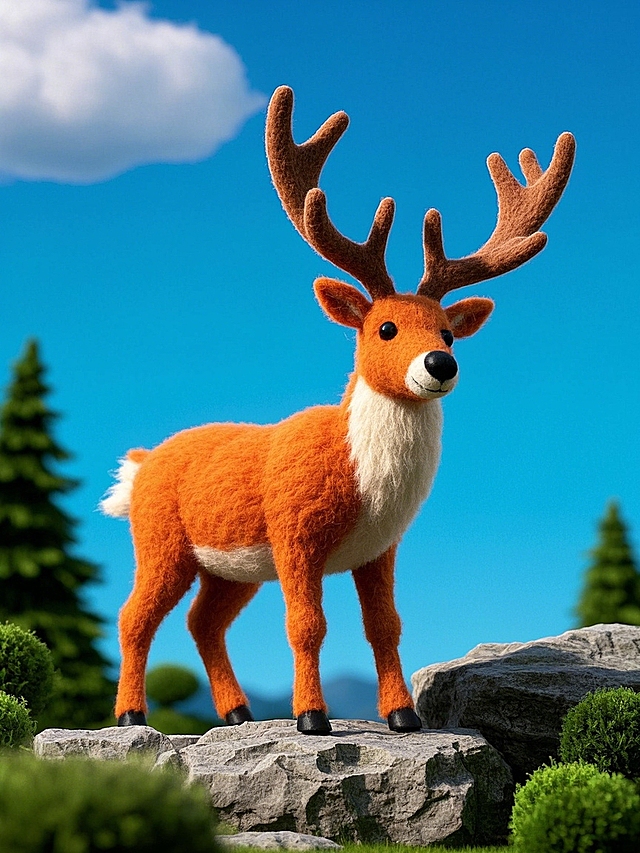 一只麋鹿，站在石头上