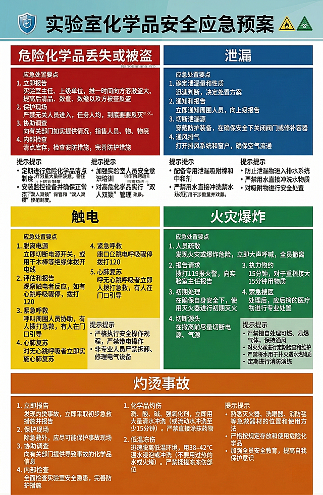 将图片变清晰，修正所有乱码文字，还原清晰可辨的实验室化学品安全应急预案内容