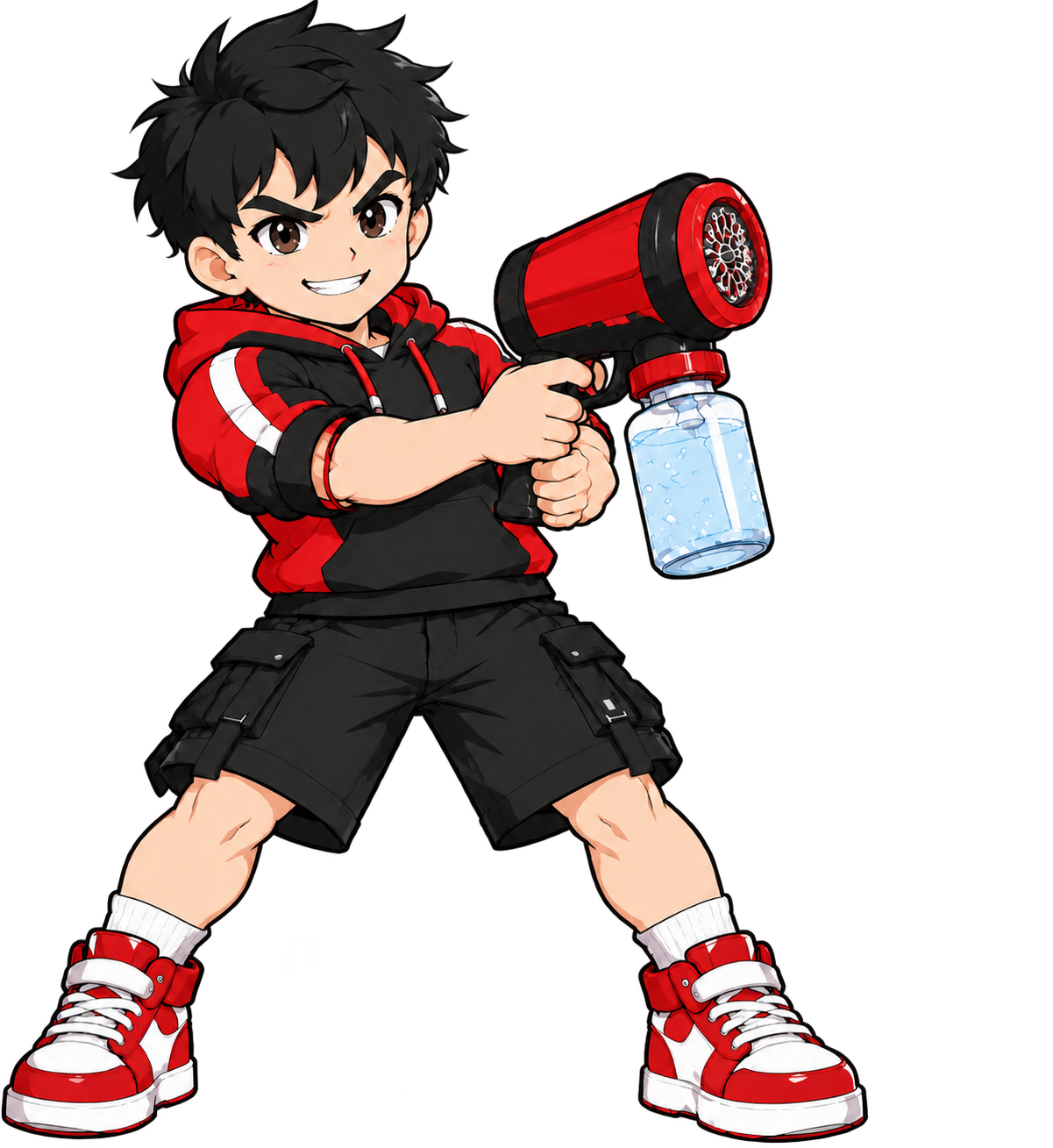 去掉画面右侧所有的彩色泡泡，只保留少年和泡泡机，保持线稿填色插… - 图片创意预览