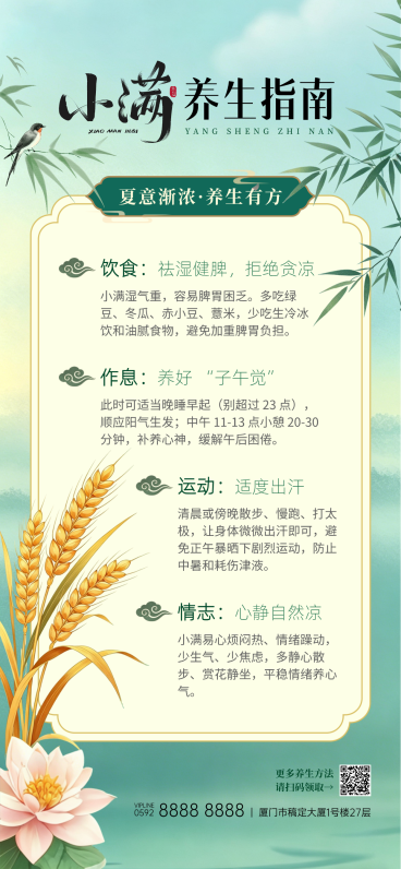 小满养生指南古风竖版全屏海报预览效果