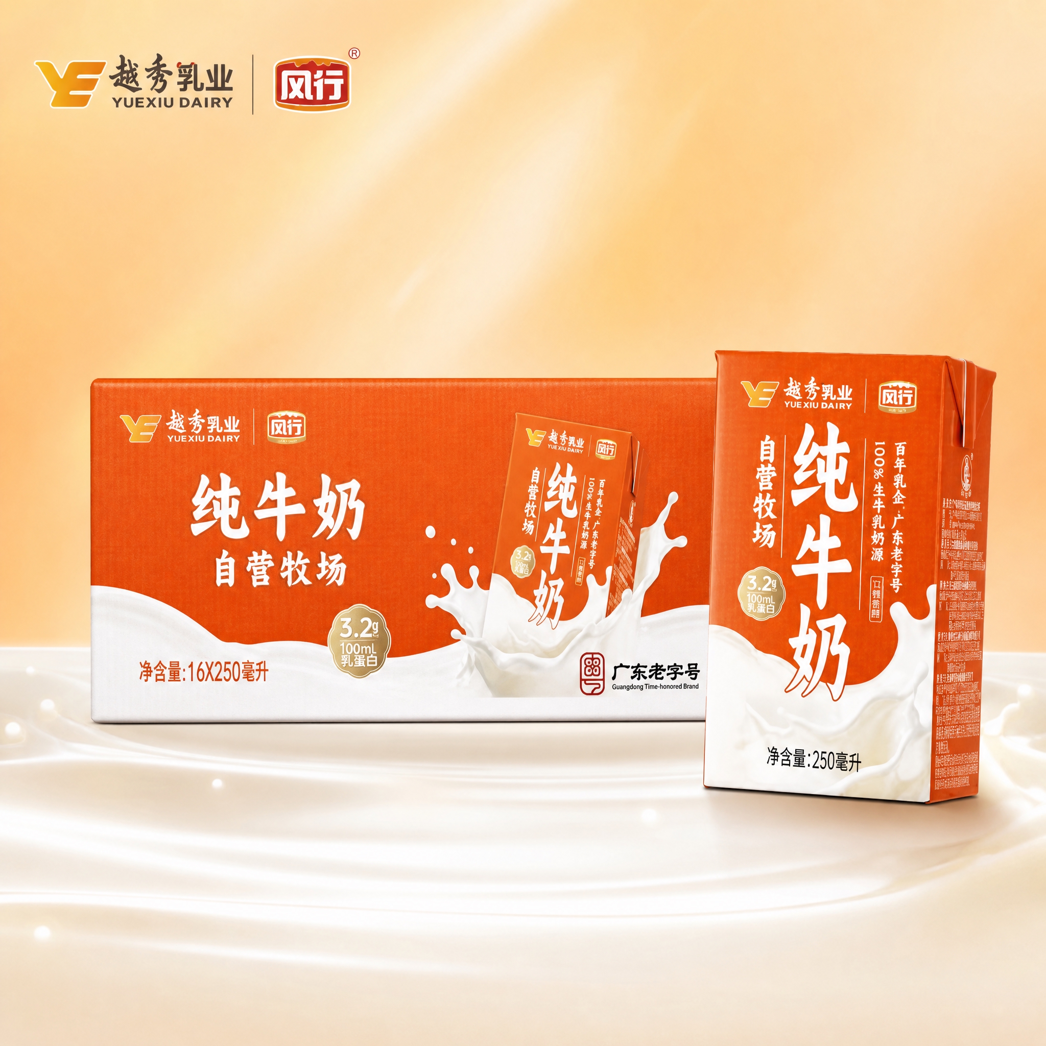 [单张主图] 风行自营牧场纯牛奶整箱装，面向校园食材供应商的B… - 图片创意预览