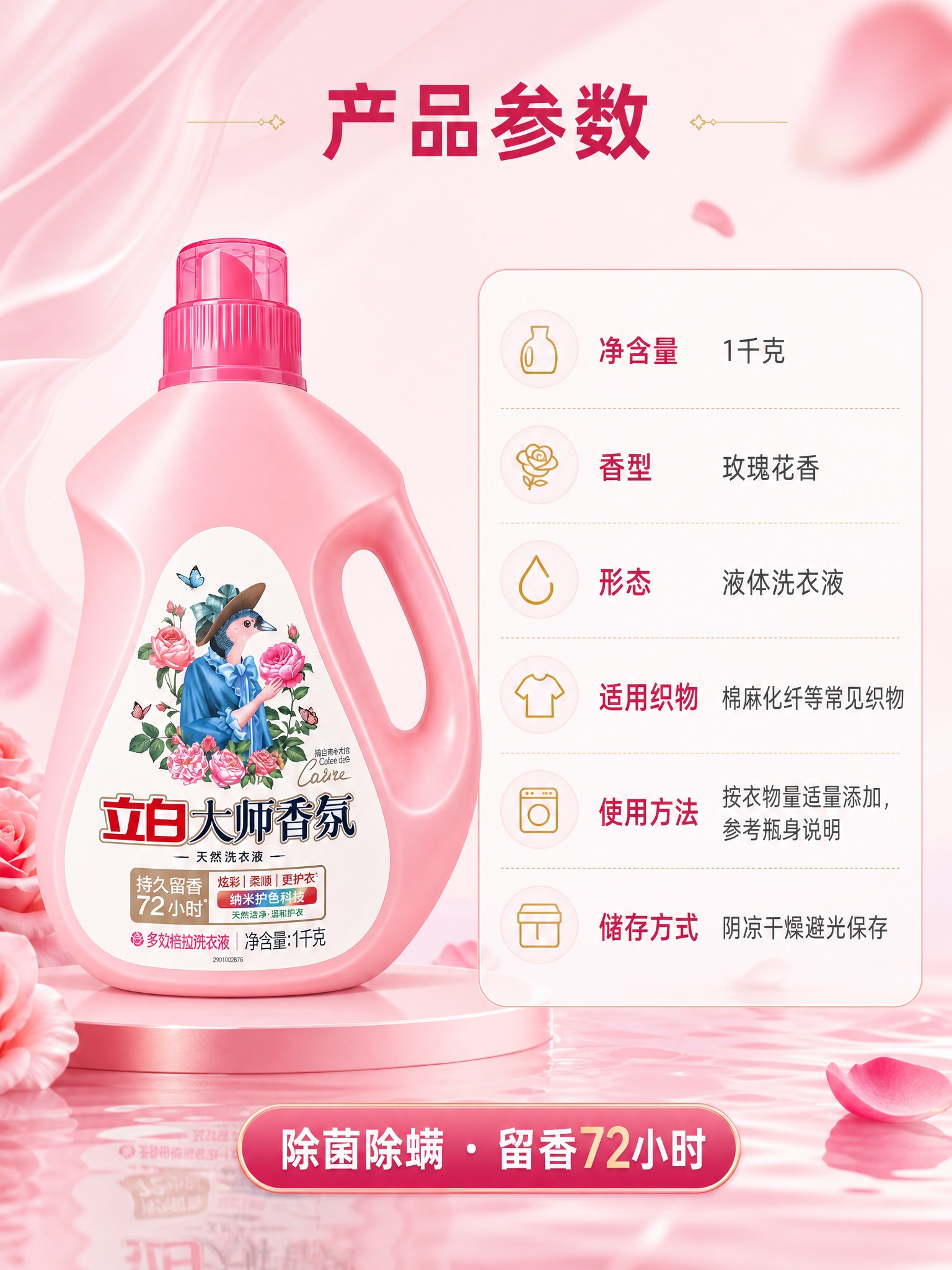 [商品] 使用【图1】立白大师香氛洗衣液1kg粉色瓶装；保留粉… - 图片创意预览