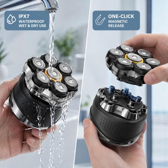 [Main Image 4] Usage scenario display - IPX7 waterproof and magnetic detachable cleaning demonstrati预览效果