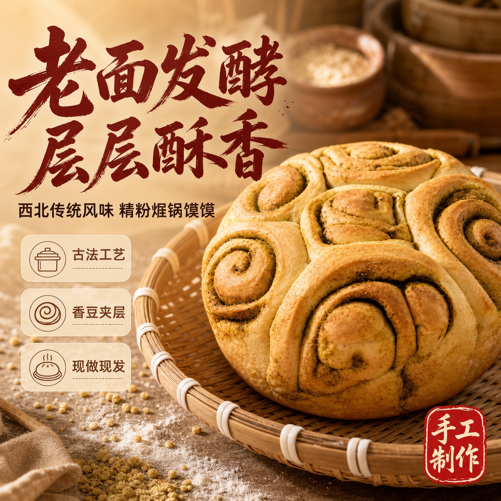 [主图-1] 精粉焜锅馍馍食欲首图，核心任务是激发食欲与点击欲… - 图片创意预览
