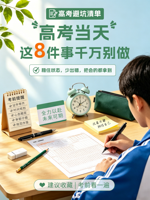 高考注意事项误区知识科普分享写实创意风小红书封面预览效果