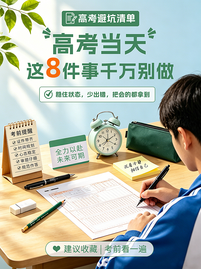 高考注意事项误区知识科普分享写实创意风小红书封面
