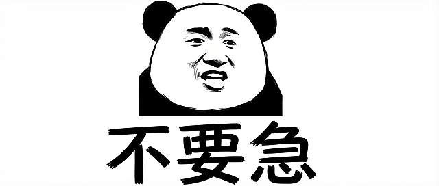 生成熊猫头表情包，保留文字“不要急”，暴走漫画风格，白色背景