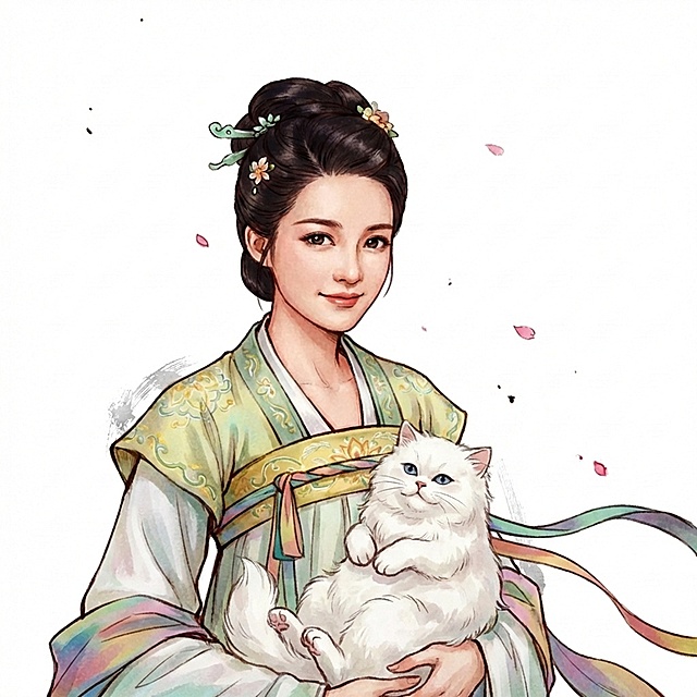 手里抱着一只猫