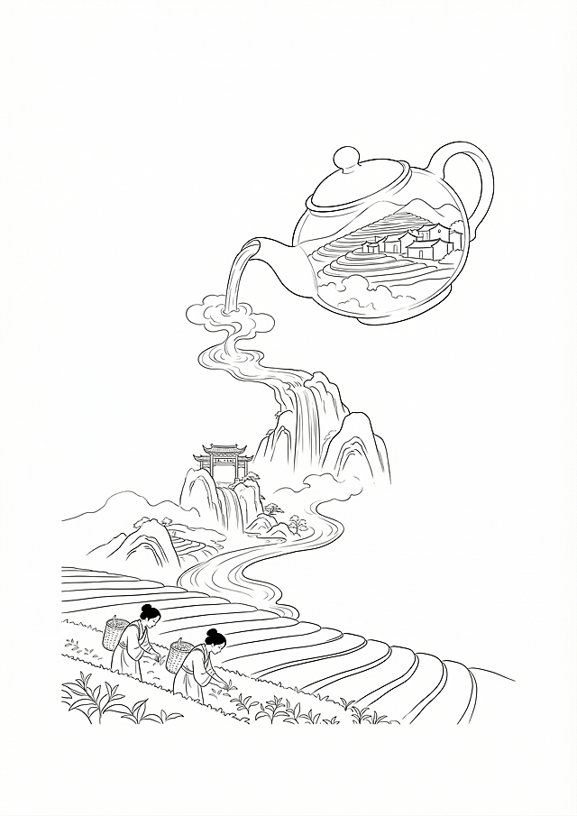 将这张图片转换为清晰干净的黑边线稿，保留完整构图与所有轮廓细节，去除所有色彩填充，只保留线条