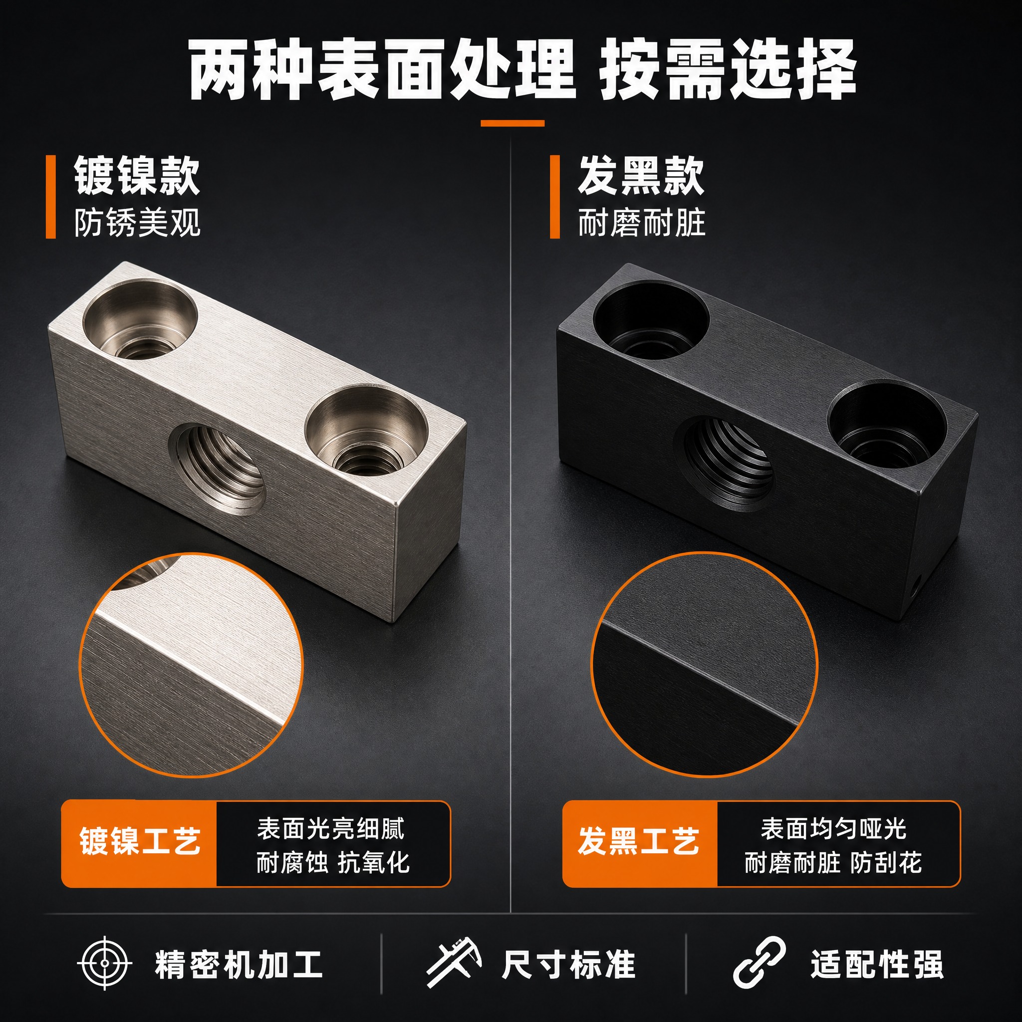 [主图-3] 材质工艺细节图，对比展示镀镍款与发黑款两种表面处… - 图片创意预览