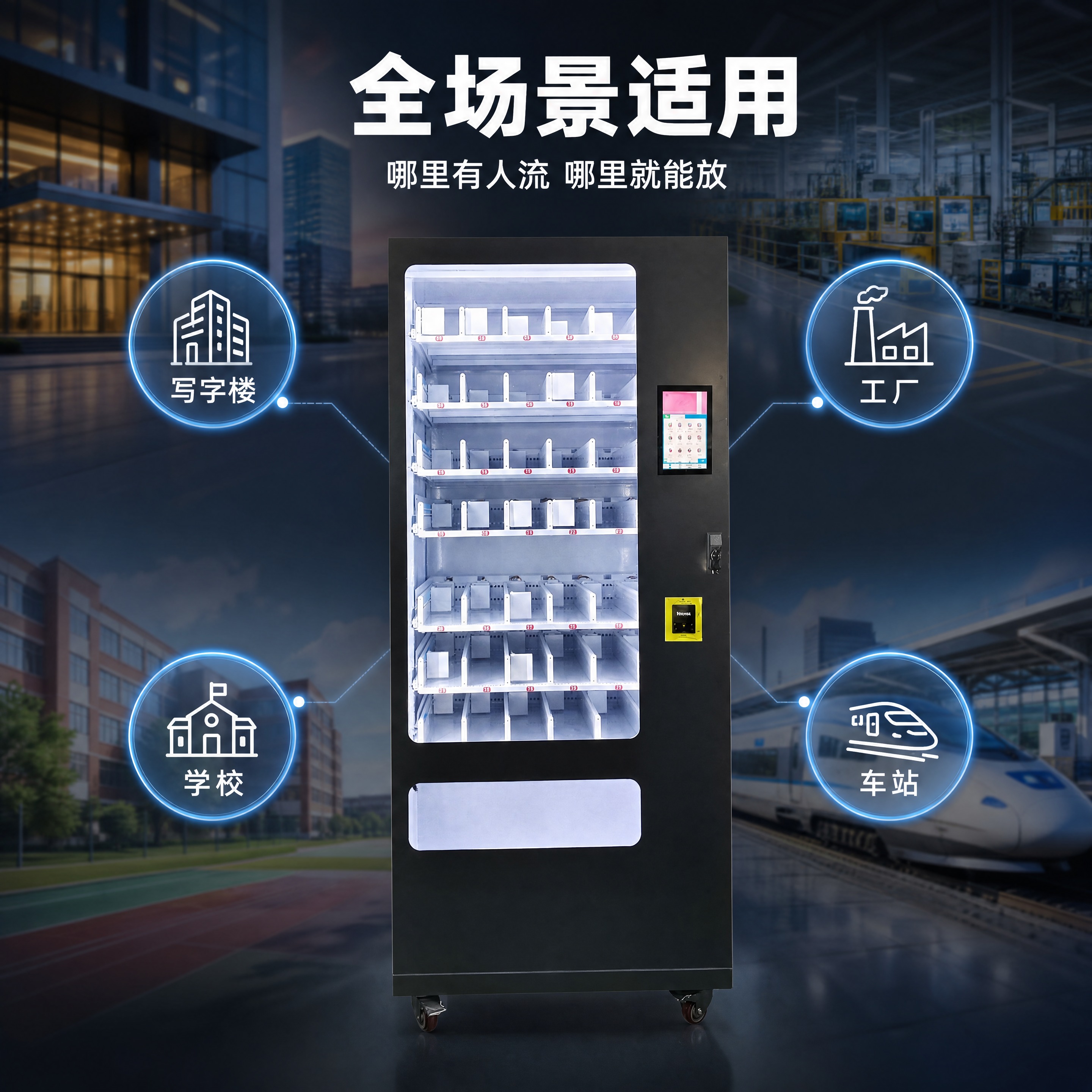 [商品] 使用【图3】黑色触屏扫码款自动售货机；保留产品完整外… - 图片创意预览