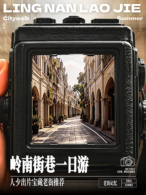 怀旧复古胶片风相机取景框时尚港风杂志排版小红书旅行种草封面