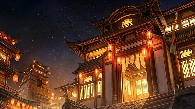 重新生成一张新的图，构图和参考图一样，建筑换成中国古代的建筑风格，