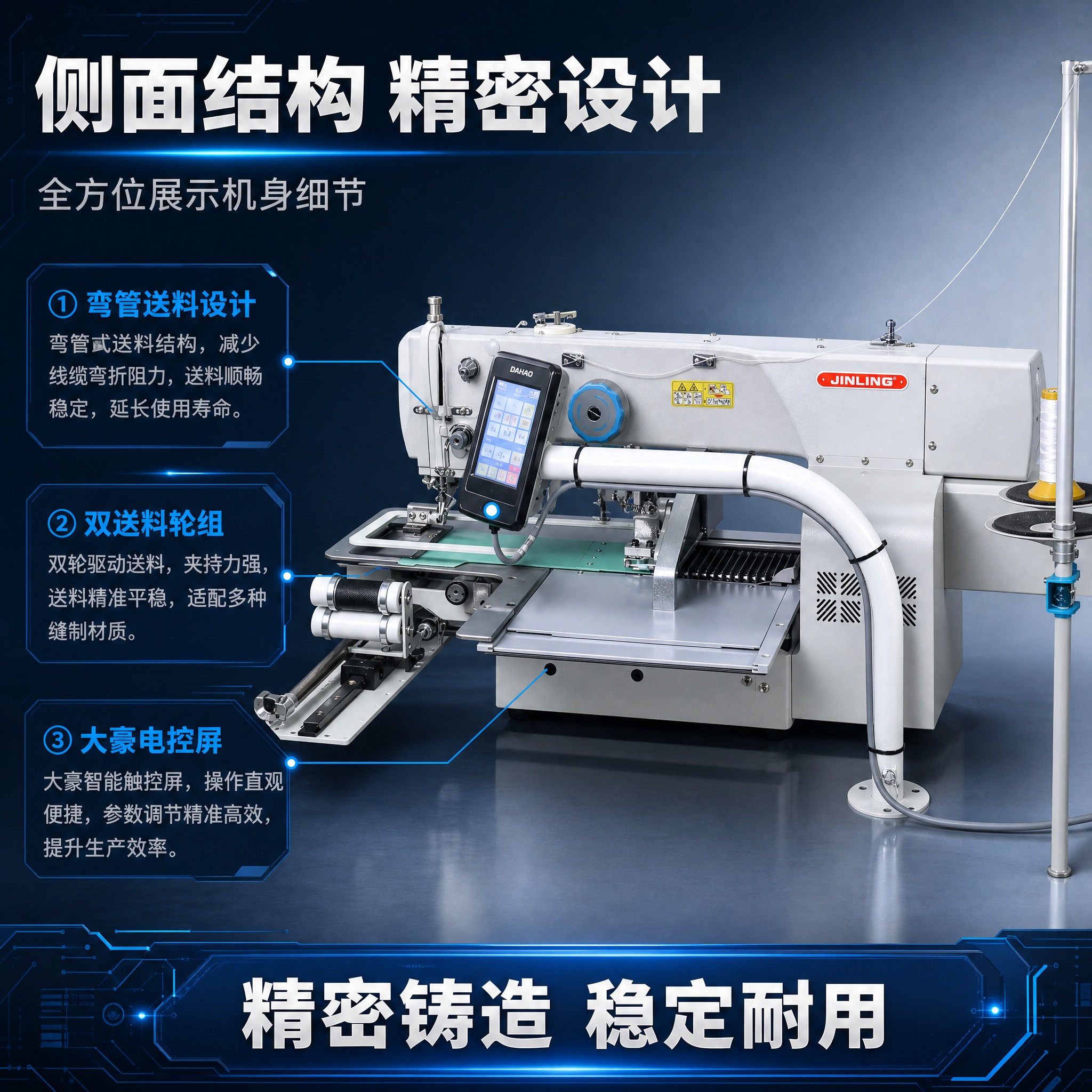 [主图-3] 金菱JL-3520X拉腰机侧面结构展示图，核心任… - 图片创意预览