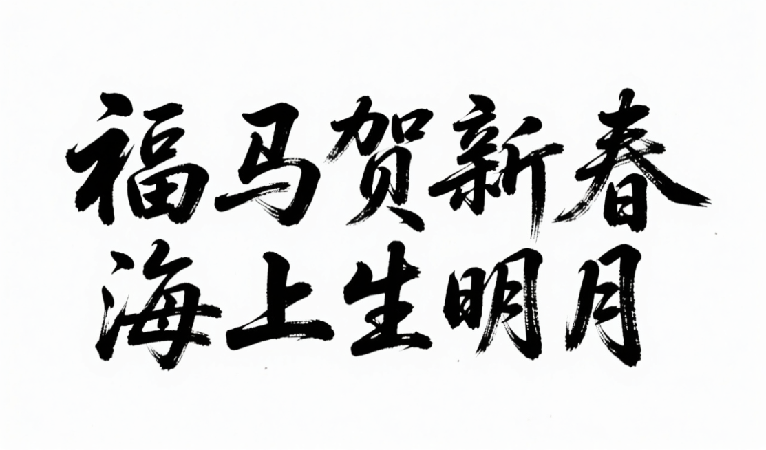 参考图中黑色字体的字形，生成文字“福马贺新春”预览效果
