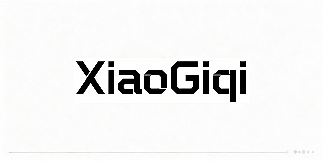 生成一个XiaoGiqi的平面水印logo，黑色字白色底（有科技感的艺术字体）
