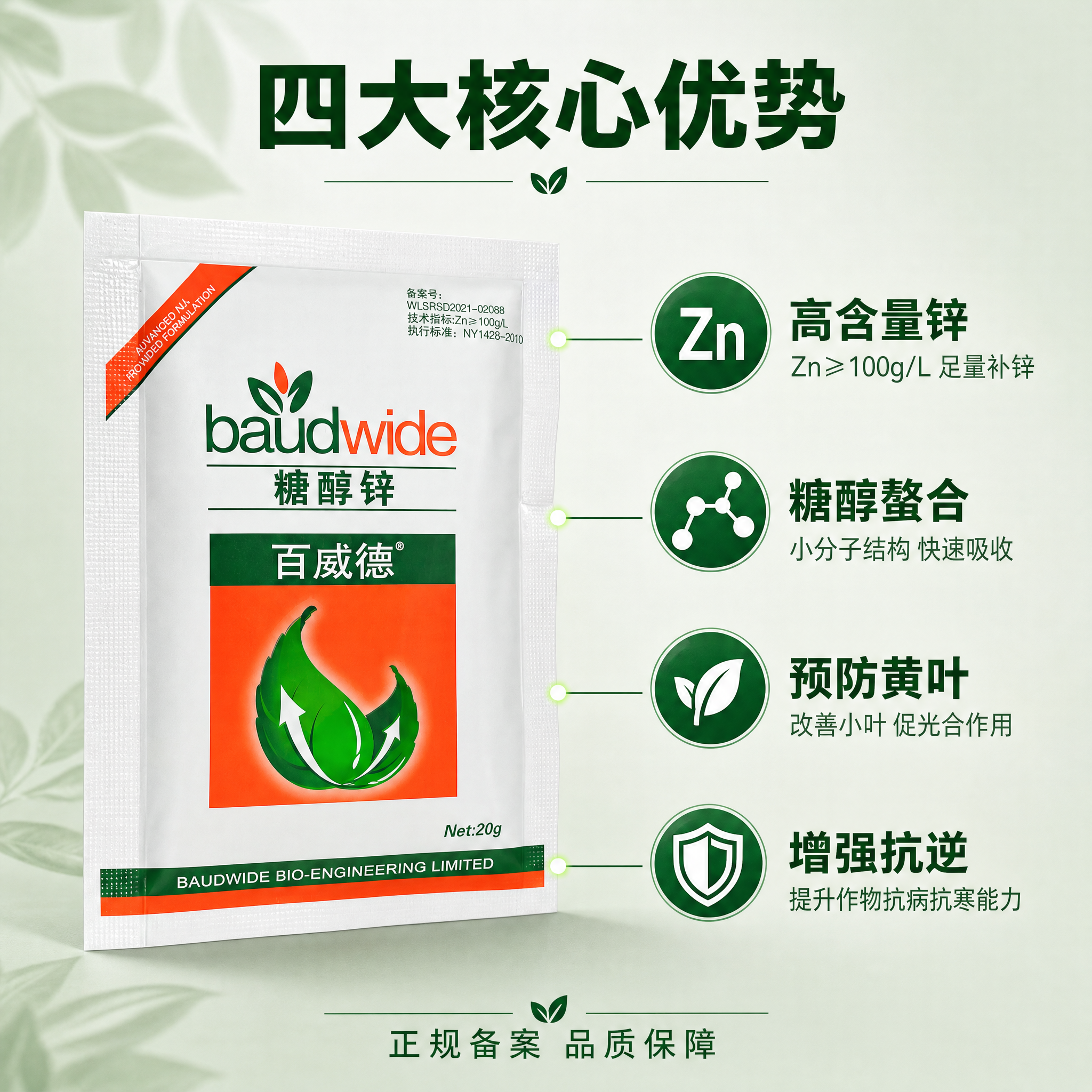电商主图第二张，百威德糖醇锌核心卖点功能说明图。 [氛围风格]… - 图片创意预览