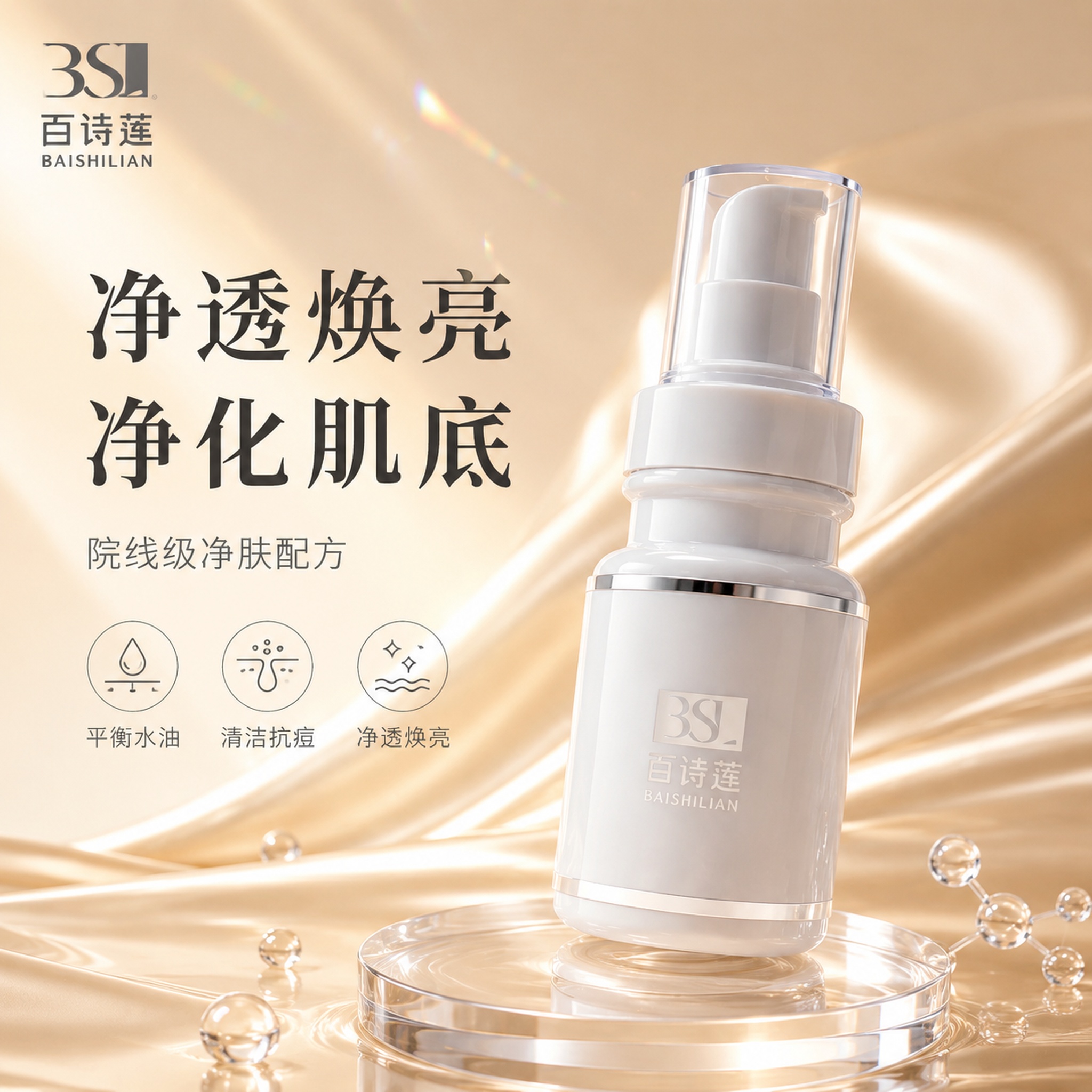 [主图-1] 院线级净肤精华首图，品牌调性展示。 [氛围风格]… - 图片创意预览