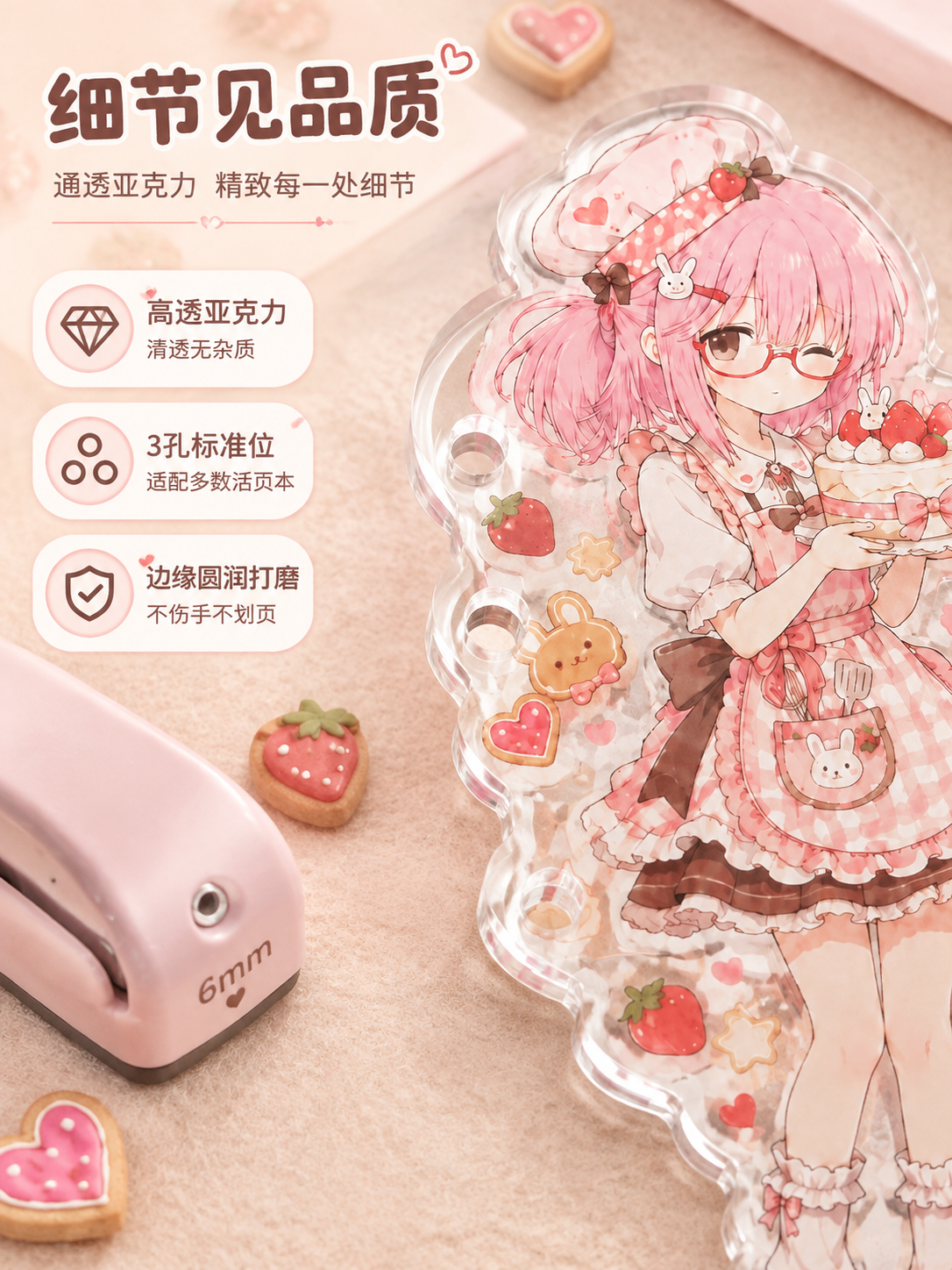 [商品] 使用【图2】站立捧蛋糕卡通女孩亚克力分隔页局部；保留… - 图片创意预览