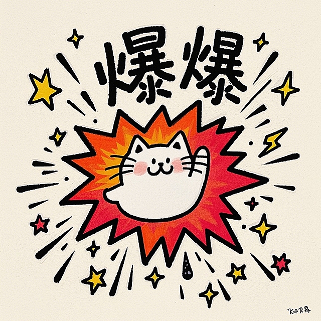插画风猫咪爆裂登场，描边漫画感十足，搭配噪点与爆炸元素，萌趣中透出热血冲击，节日氛围欢乐炸裂。