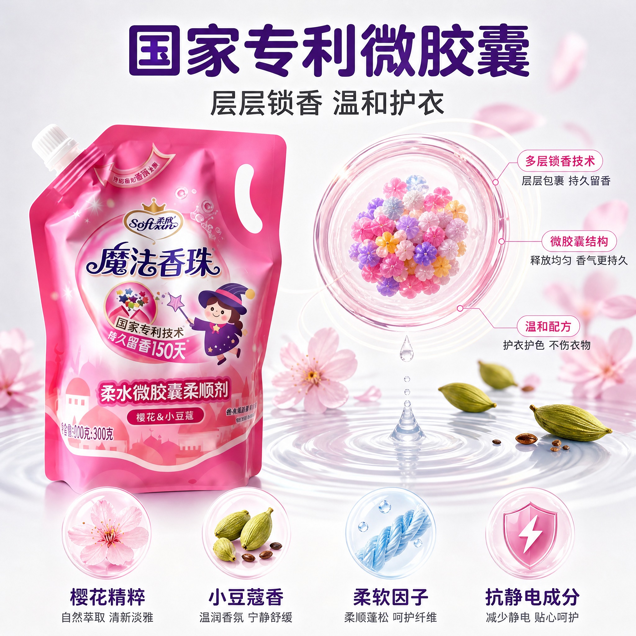 [主图-3] 材质成分与安全性，展示微胶囊核心技术与温和配方，… - 图片创意预览