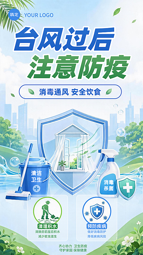 台风灾后健康科普海报