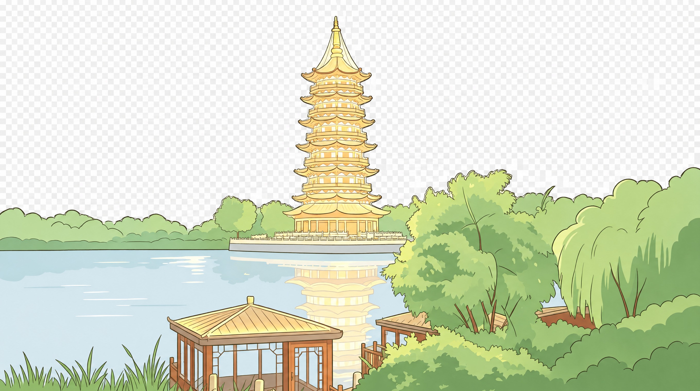 去除右下角的“豆包AI生成”水印，去除白色背景，保留完整的塔、… - 图片创意预览
