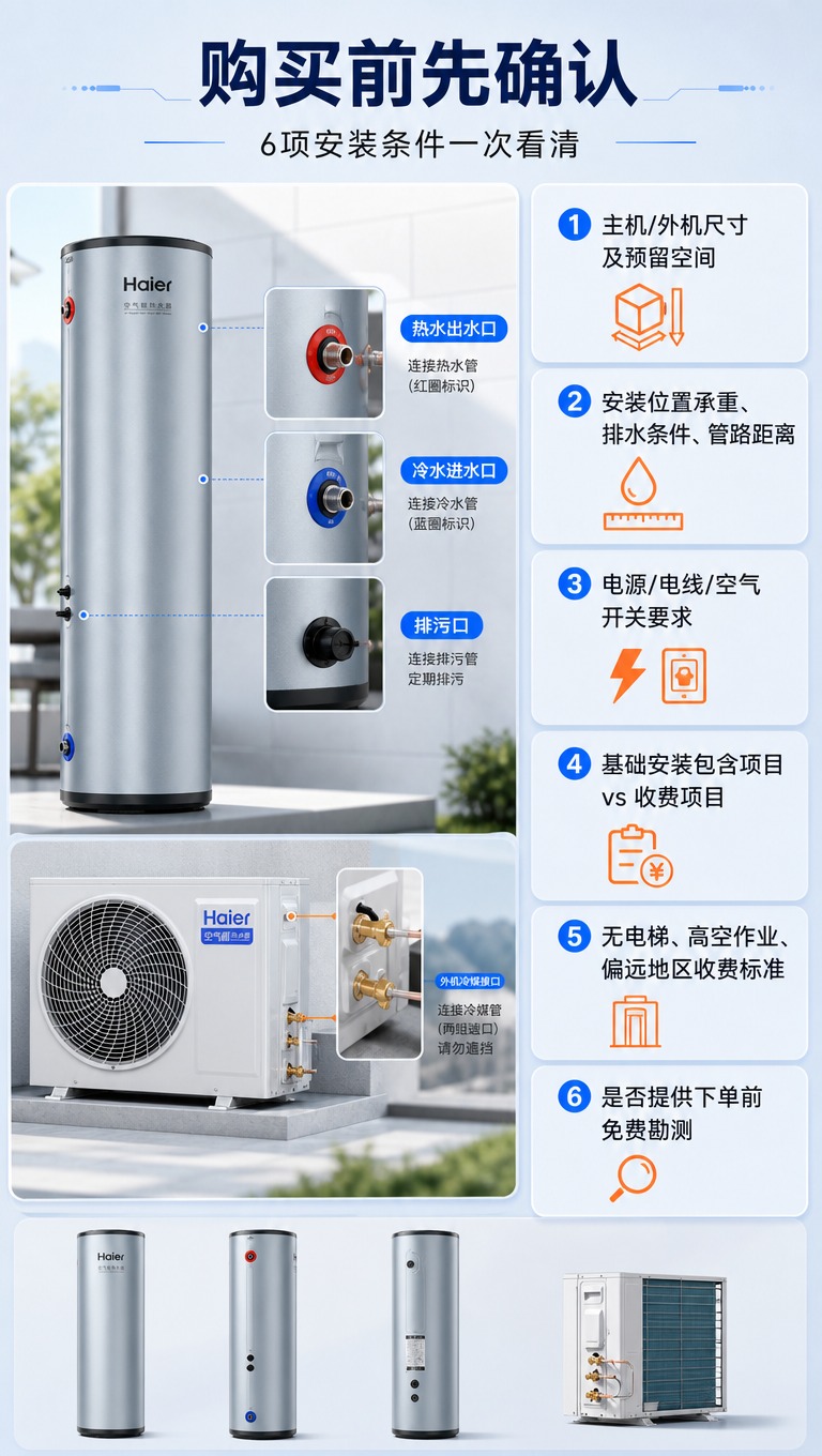 [商品] 使用【图1】海尔QFE7A空气能热水器；重点展示水箱… - 图片创意预览
