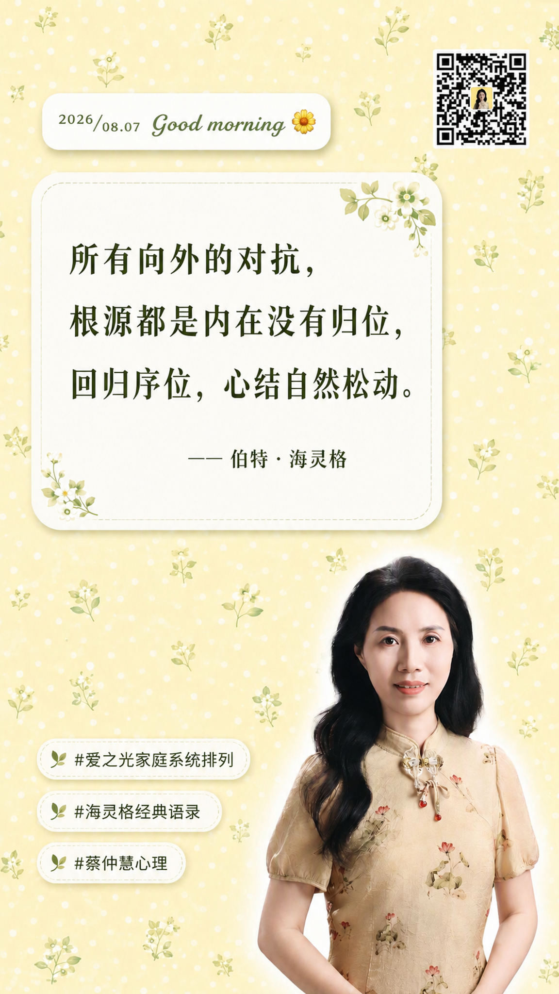 将图2（二维码图片）精确放置到图1（波点碎花田园风早安海报）的… - 图片创意预览