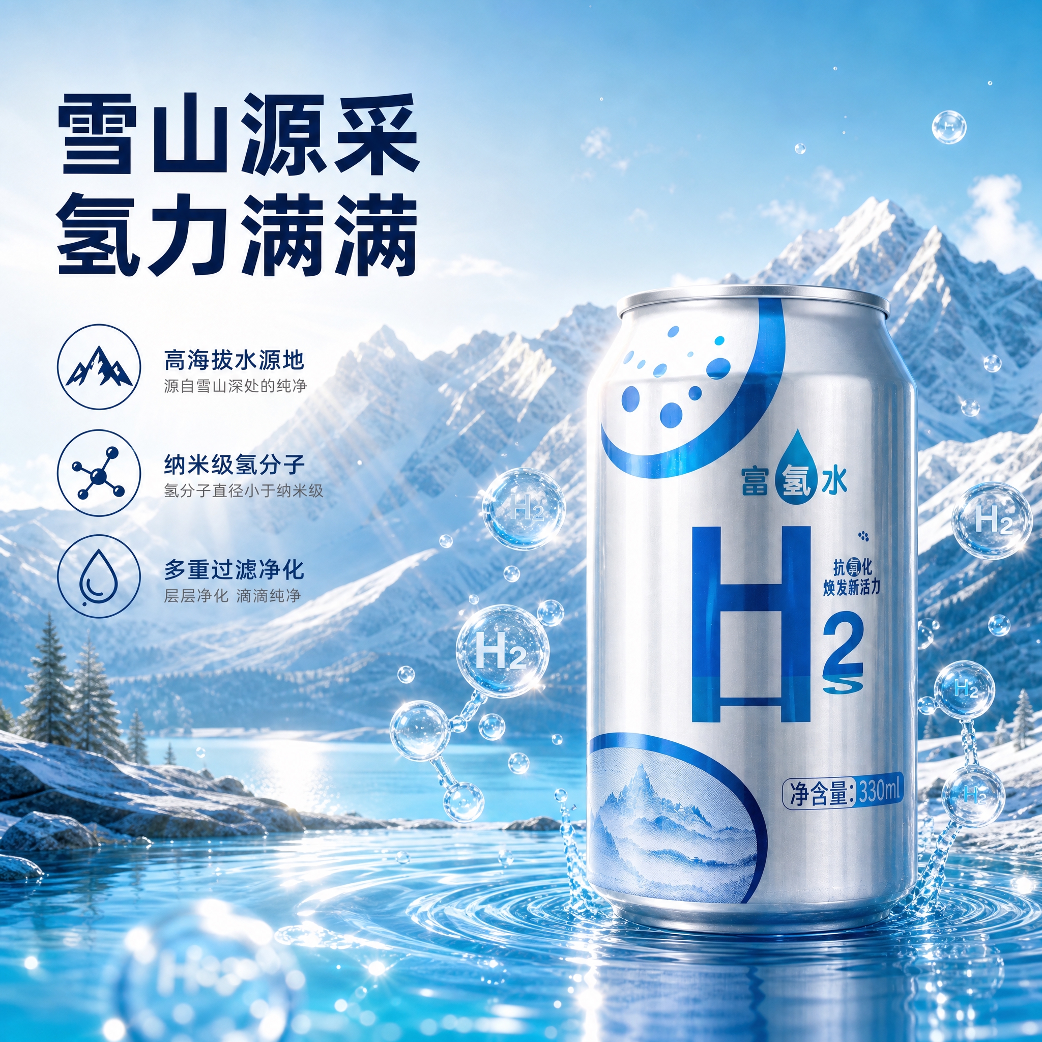 [主图-2] 成分溯源主题 突出天然水源与氢分子科技 建立品质… - 图片创意预览