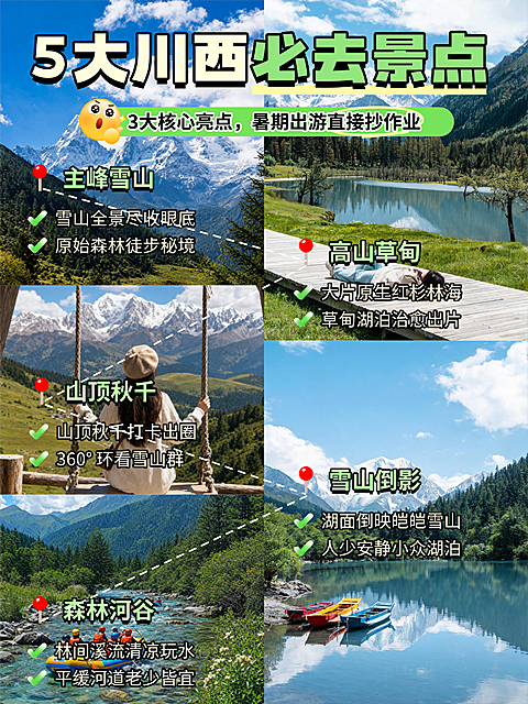 暑期游客川西出游攻略治愈风景小红书宣传小红书封面