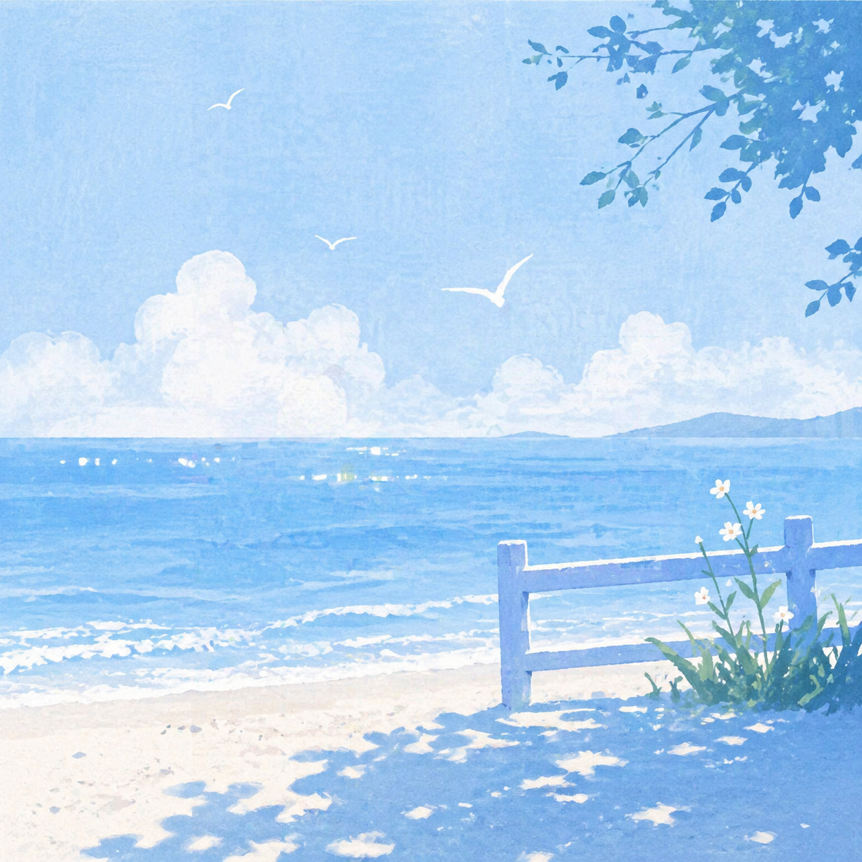 夏日的海边，吹着浪漫的海风，清爽自然的微醺氛围感，不需要用酒表… - 图片创意预览
